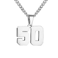 Number Necklace For Boy Silver Athletes Number Chain Stainless Steel Charm Pendant Personalized Sports Jewelry For Men Basketbal