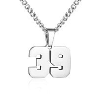 Number Necklace For Boy Silver Athletes Number Chain Stainless Steel Charm Pendant Personalized Sports Jewelry For Men Basketbal