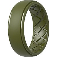 Thunderfit Men Silicone Wedding Rings Breathable Criss Cross Pattern Wedding Bands 8Mm Wide 2Mm Thick Olive Green Size 11