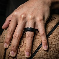 Thunderfit Men Silicone Wedding Rings Breathable Criss Cross Pattern Wedding Bands 8Mm Wide 2Mm Thick Black Black Black