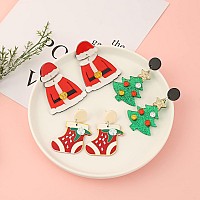 Christmas Earringas For Girls Christmas Stud Earings Set Santa Earrings Christmas Sock Earrings Christmas Tree Earrings Snowflak