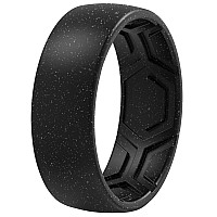 Thunderfit Silicone Rings For Men Breathable Patterned Design Wedding Bands 8Mm Metallic Black Size 13514 23Mm