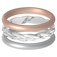 Thunderfit Women Silicone Wedding Bands Breathable Wedding Rings For Women Unique Designs Braidedlight Marble Thinrose Gol