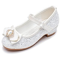 Walofou Flower Girls Dress Shoes White Girl Shoes Mary Jane Princess Shoes Girls High Heel Girls Ballerina Flat For Toddlerli