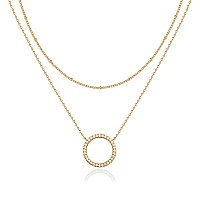 Pavoi 14K Gold Plated Layered Open Circle Pendant Necklace Layering Necklaces For Women Dainty Minimalist Design Pendant Op