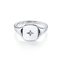 Pavoi 21Cr03 Signet Ring White Gold 5