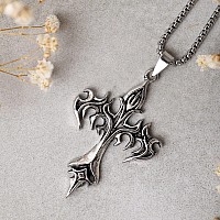 Sacina Gothic Cross Necklace Y2K Cross Necklace Zinc Alloy Black Cross Necklace Halloween Christmas Goth Jewelry Gift For Wo