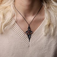 Sacina Gothic Cross Necklace Zinc Alloy Black Cross Necklace Halloween Christmas Goth Jewelry Gift For Women Black Cross Nec