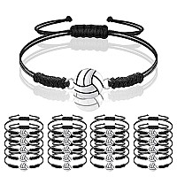 20 Pcs Volleyball Bracelet Sports Charm Bracelet Adjustable Volleyball Charm Bracelet Volleyball Jewelry Braided Rope Bracelet W