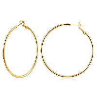 Gacimy Large Gold Hoop Earrings 14K Real Gold Plated 925 Sterling Silver Post Gold Hoops 50Mm Yellow Gold Big Earrings For Wo