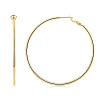 Gacimy Large Gold Hoop Earrings For Women 14K Real Gold Plated 925 Sterling Silver Post Gold Hoops For Women 60Mm Yellow Gold