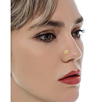 Tornito 10Pcs Nose Ring Hoop Paved Flower Leaf Feather Cz Cartilage Earrings Nose Piercing Jewelry For Women Men Silver Gold Ros