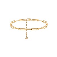 Mevecco Anklet For Women Gold Medium Paperclip Chain Oval Link 14K Gold Plated Dainty Boho Beach Summer Simple Foot Jewelry Ankl