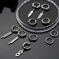 Newitin 15 Pairs Stainless Steel Stud Earrings For Men Hypoallergenic Earrings Cross Earrings Unisex Punk Earrings Men Earrings