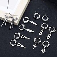 Newitin 15 Pairs Stainless Steel Stud Earrings For Men Hypoallergenic Earrings Cross Earrings Unisex Punk Earrings Men Earrings