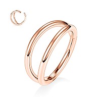 20G Conch Hoop Ring Rose Gold Double Open Stacked Septum Rings Cartilage Earrings 316L Surgical Steel Septum Nose Rings 10Mm Lob