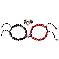 Xiannvxi Couples Bracelets His And Her Matching Couple Valentines Day Gifts Bracelets Jewelry Blackred