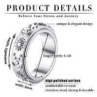 Magitaco Stainless Steel Spinner Rings Fidget Band Rings Moon Star Flower Butterfly Anxiety Rings For Women Men