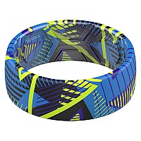 Thunderfit Silicone Wedding Rings Men 2 Layer Top Printed Design 8Mm Width 2Mm Thick Sporty Triangles Shapes Size 14145