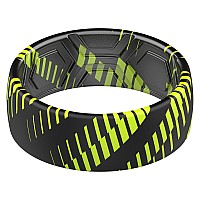 Thunderfit Silicone Wedding Rings Men 2 Layer Top Printed Design 8Mm Width 2Mm Thick Green Stripes Size 15155 2360Mm