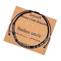 Joycuff Unique Gifts For Women Uncle Father Dad Strand Inspirational Bracelets For Women Men Black Beads Morse Code Jewelry Birt