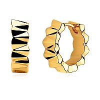 Myears Women Geometric Earrings Gold Huggie Band Hoop 14K Gold Filled Small Simple Handmade Hypoallergenic Everyday Jewelry