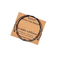 Joycuff You Make A Difference Bracelets Christmas Birthday Gifts For Women Wood Beads Bracelets For Her Secret Message Morse Cod