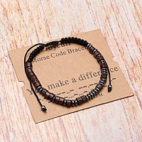 Joycuff You Make A Difference Bracelets Christmas Birthday Gifts For Women Wood Beads Bracelets For Her Secret Message Morse Cod