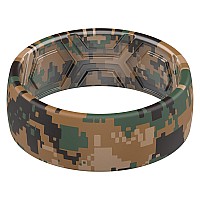 Thunderfit Silicone Wedding Rings Men 2 Layer Top Printed Design 8Mm Width 2Mm Thick Camo 10 Size 995 1930Mm