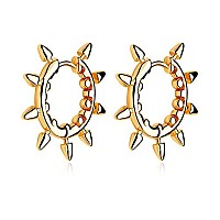 Myears Women Spike Earrings Gold Huggie Bead Arrow Hoop 14K Gold Filled Small Simple Handmade Hypoallergenic Everyday Jewelry