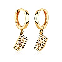 Myears Women Chocolate Earrings Gold Huggie Hoop Candy Kawaii Diamond Cubic Zirconia Dangle Drop 14K Gold Filled Small Boho Beac