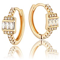 Mevecco Gold Huggie Hoop Earrings 18K Gold Plated Cz Geometry Huggie Earrings For Women Smiple Cute Cubic Zriconia Minimalism Sm