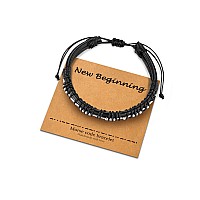 Graduation Gifts For Him Black Leather Bracelet For Mens Graduation Gifts Morse Code New Beginning Bracelets Gifts For Men Coll