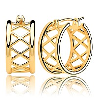 Mevecco Gold Chunky Hollow Huggie Hoop Earring 18K Gold Plated Dainty Thick Cute Hoop Earrings For Women Cubic Personalized Inla