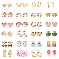 24 Pairs Hypoallergenic Earrings Set For Girls Teens Kids Stainless Steel Stud Earrings Set