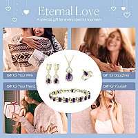 Lmxxvj Jewelry Sets For Womenpurple Created Amethyst Adjustable Ring Necklace Earrings Bracelet Setchristmas Birthday Mother