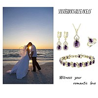 Lmxxvj Jewelry Sets For Womenpurple Created Amethyst Adjustable Ring Necklace Earrings Bracelet Setchristmas Birthday Mother