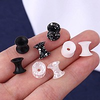 Oufer 8Pcs Silicone Ear Gauges Flexible Ear Tunnels Plugs Stretchers Expander Double Flared Flesh Ear Piercing Jewelry For Women