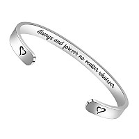 Btysun Gifts For Girlfriend Cuff Bracelets For Women Teen Girl Gifts Best Friend Birthday Gift Stainless Steel Quotes Engraved C