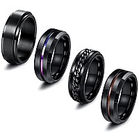 Thunaraz Titanium Stainless Steel Anxiety Ring For Women Men Black Spinner Rings Fidget Ring Set 68Mm Wide Stress Relieving Fas