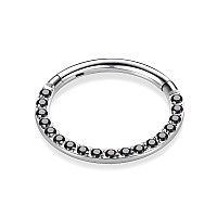 Peaklink 16G Septum Clicker Ring Black Cz Hinged Segment Seamless Clicker Ring Septum Jewelry Daith Piercing Surgical Steel Trag