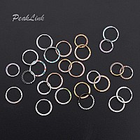 Peaklink 16G Septum Clicker Ring Black Cz Hinged Segment Seamless Clicker Ring Septum Jewelry Daith Piercing Surgical Steel Trag