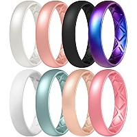 Egnaro Silicone Ring Women Inner Arc Ergonomic Breathable Design Womens Silicone Wedding Ring 4Mm Width 15Mm Thickness Rubb