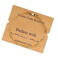 Joycuff Badass Wife Gifts For Women Morse Code Bracelets For Women Mother Mom Daughter Inspirational Motivational Encouragement