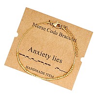 Joycuff Anxiety Lies Morse Code Bracelets Gift For Women Girls Birthday Christmas Inspirational Motivational Encouragement Stain