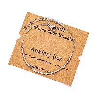 Joycuff Anxiety Lies Morse Code Bracelets Gift For Women Girls Birthday Christmas Inspirational Motivational Encouragement Stain