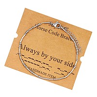 Joycuff Always By Your Side Morse Code Bracelets For Women Girls Daughter Sister Friends Classmates Birthday Christmas Graduatio