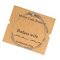 Joycuff Badass Wife Gifts For Women Morse Code Bracelets For Women Mother Mom Daughter Inspirational Motivational Encouragement