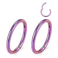 Nose Rings 20 Gauge Hoop Earrings Purple Nose Hoop 20G Cartilage Earring Septum Ring Septum Clicker 10Mm Lip Rings Helix Earring