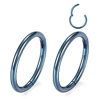 2Pcs 10Mm Septum Ring Blue Nose Rings Hoop 20 Gauge Nose Ring 20G Earrings Nose Hoop Lip Rings Septum Clicker Helix Earring Rook